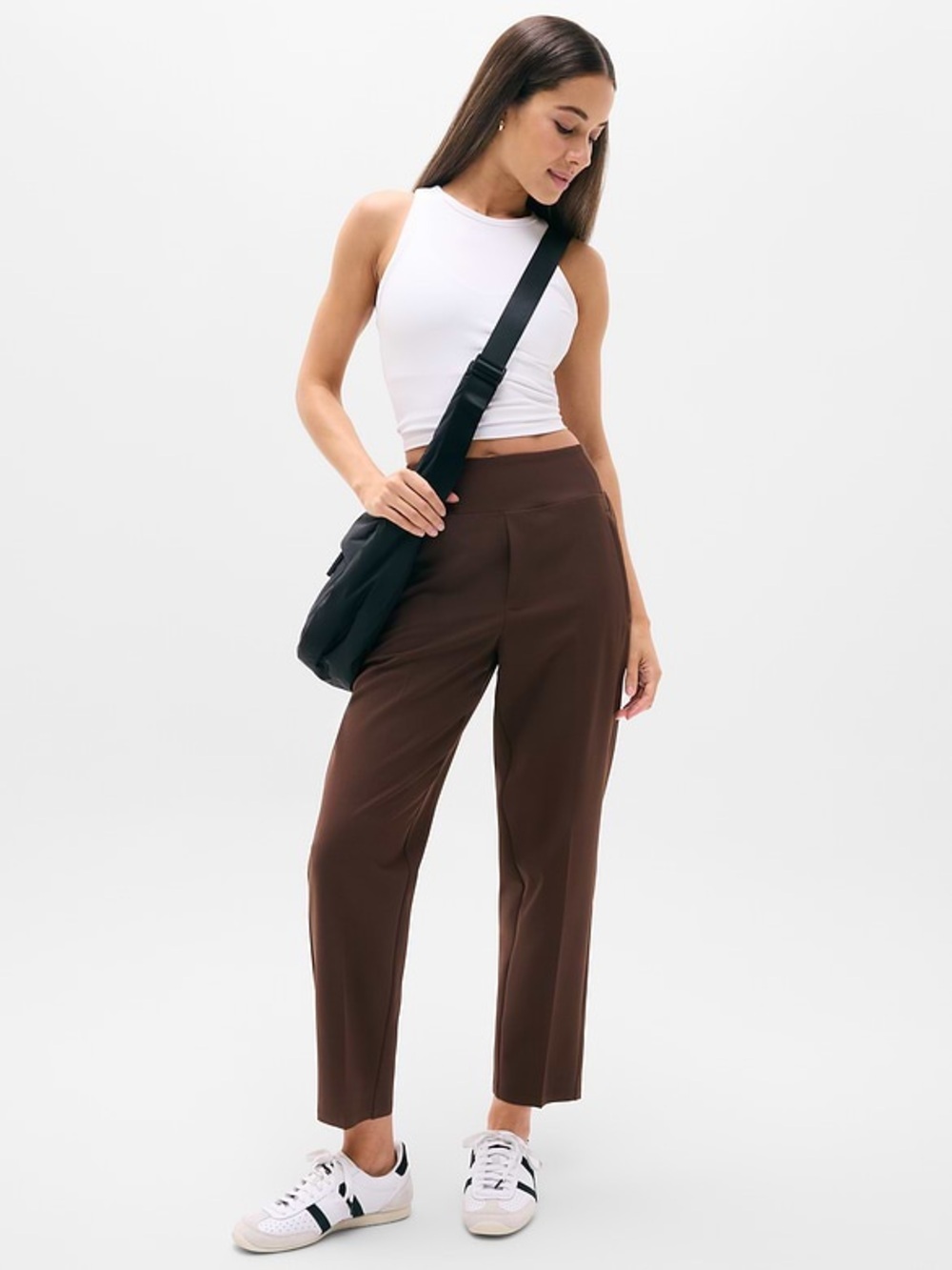 Athleta Straight-Leg High-Rise Pants in Brown